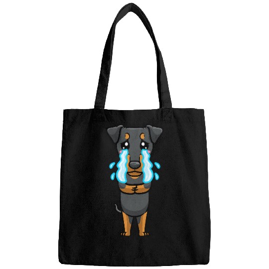 German Pinscher Dog Deutscher Pinscher Sad Crying Emoticon Bags