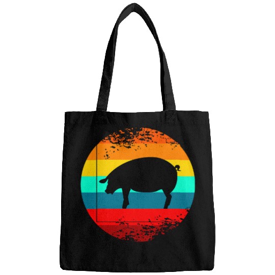 Retro Farm Animal Graphic With A vintages Pig Bags