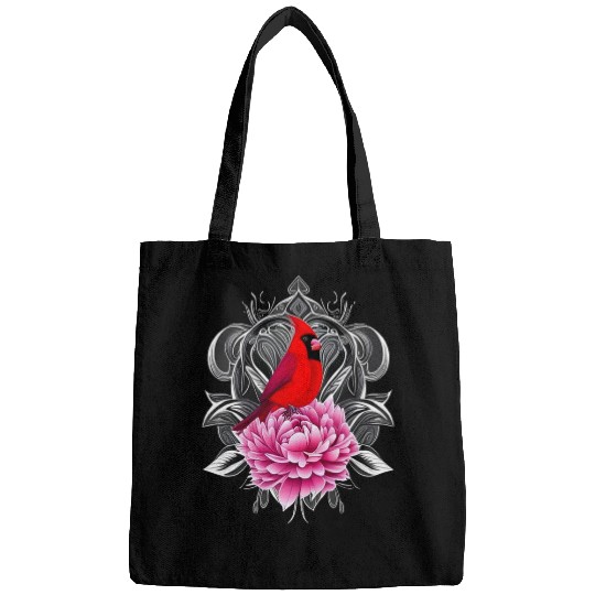 Cardinal Bird With Peony Color indianas State Tattoo Art Bags