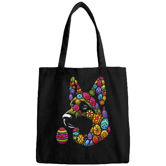 colorful german shepherd easter egg kids mens womens dog Bags