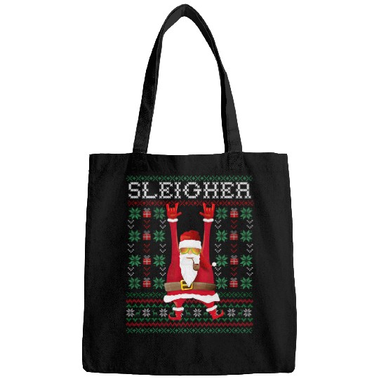 Funny Sleigher Hail Santa Heavy Metal Music Ugly Christmas Bags