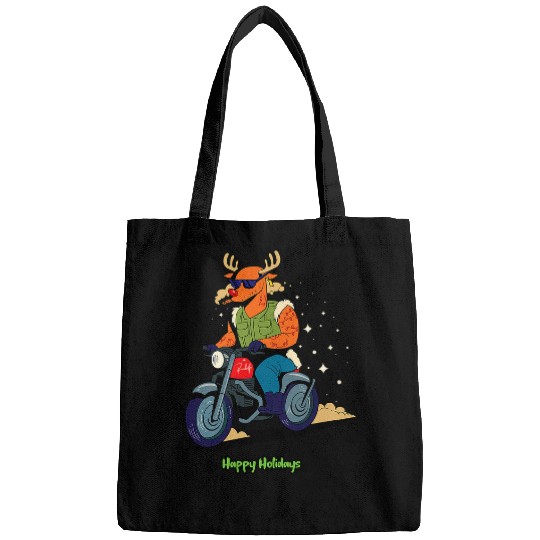Happy Holidays Funny Christmas Motorcycle Biker Rudolph Bags