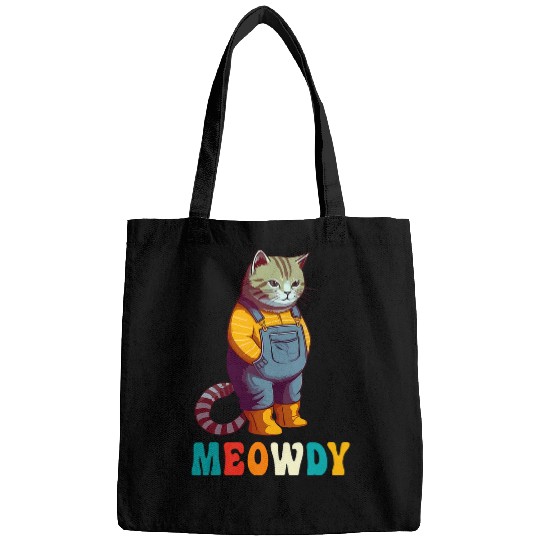 Funny Cat Farmer Meme Meow Howdy Meowdy Bags