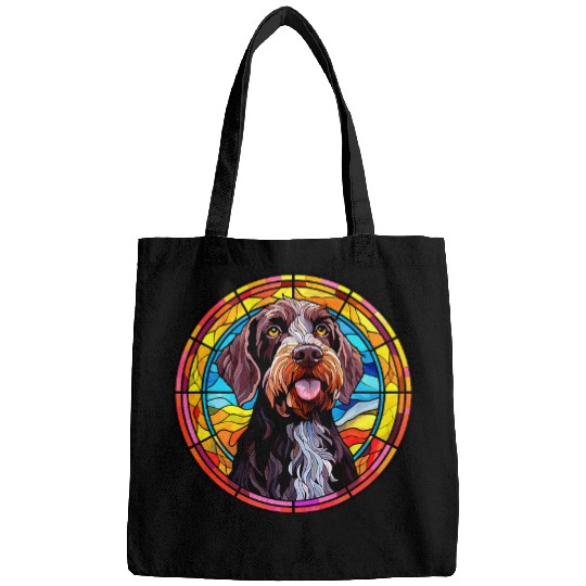 German Wirehaired Pointer Dog Stained Glass Leadlight Bags