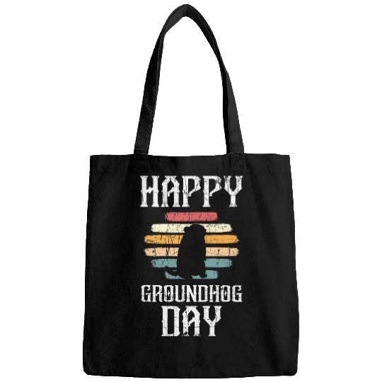 Retro Happy Groundhog Day Meteorology Woodchuck Punxsutawney Bags