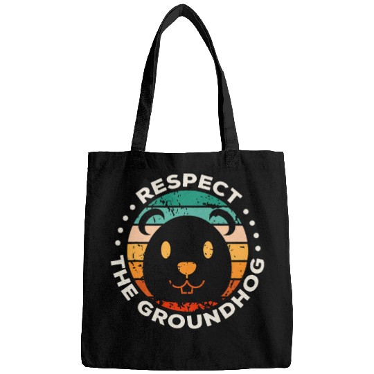 Respect The Groundhog Woodchuck Retro GroundHog Day Bags