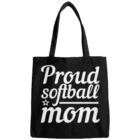 Cute Cursive Proud Softball Mom All Star Design in White Bags