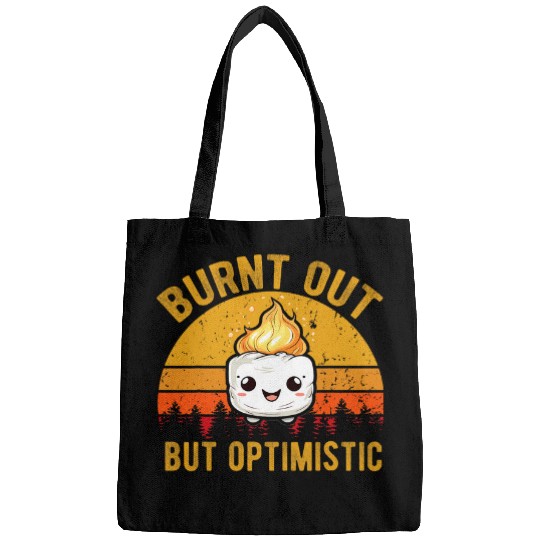 Burnt Out but Optimistic Cute Marshmallow vintages Camping Bags