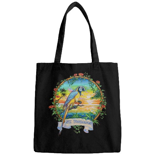 St  Thomas USVI vintages Tropical Parrot Vacation Bags