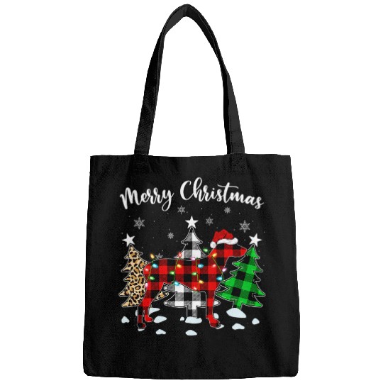 Matching Family Red Plaid Rhodesian Ridgeback Dog Christmas Bags