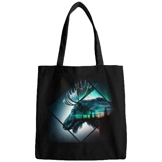 Lacrosse Gift Majestic moose moonlight northern light scandinavia Bags