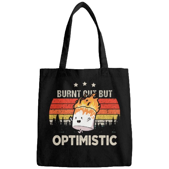 Burnt Out But Optimistic Funny Marshmallow For Camping Retro Bags