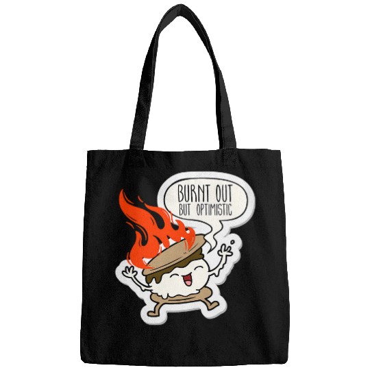 Burnt Out But Optimistic Funny Humor Cute Smore Campfire 2 Bags
