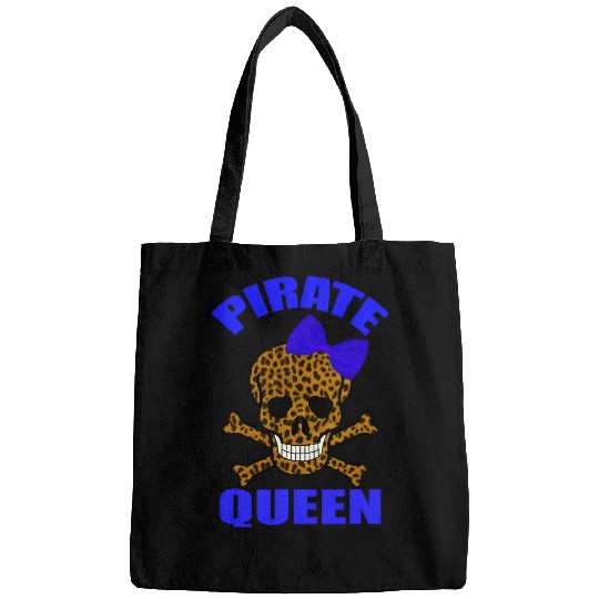 Leopard Print Blue Bow Pirate Queen Skull And Crossbones Bags
