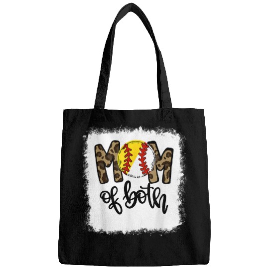 Bleached Mom Of Both Leopard Baseball Mom Softball Mom 2 Bags