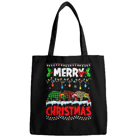 Lacrosse Gift Merry Christmas Funny buffalo plaids Tapir Animals Xmas Bags
