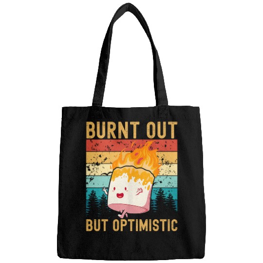 Burnt Out But Optimistic Cute Marshmallow Camping Vintage Bags