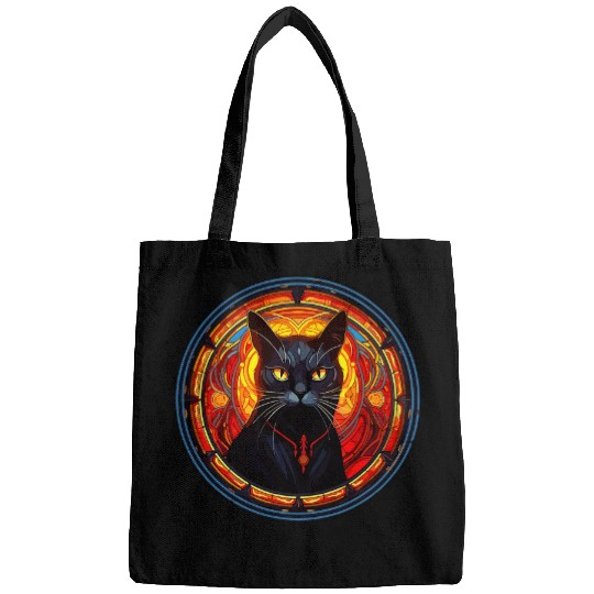 Funny Cat Artistic Style Cat Stained Glass Bags