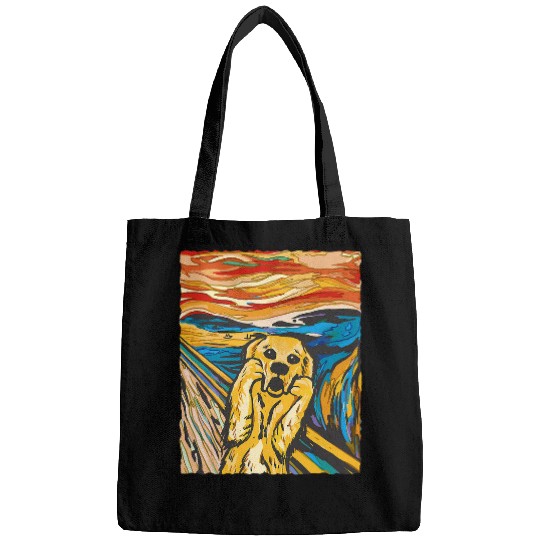 Golden Retriever The Scream Funny Dog Bags