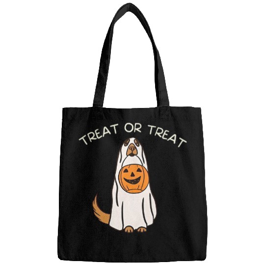 golden retriever ghosts halloween trick or treat dog lovers Bags
