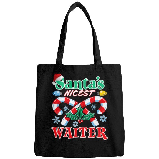 Santas Nicest Waiter Christmas Naughty Or Nice List Bags