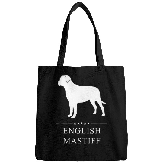 English Mastiff Dog White Silhouette Bags