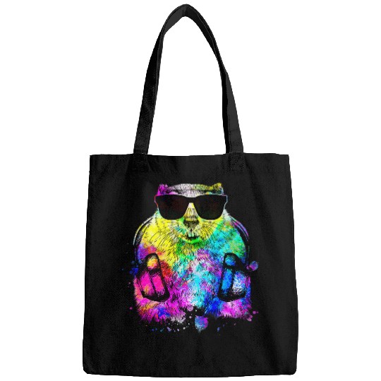Retro Pop Art Groundhog Woodchuck Gamer with Headphones Bags
