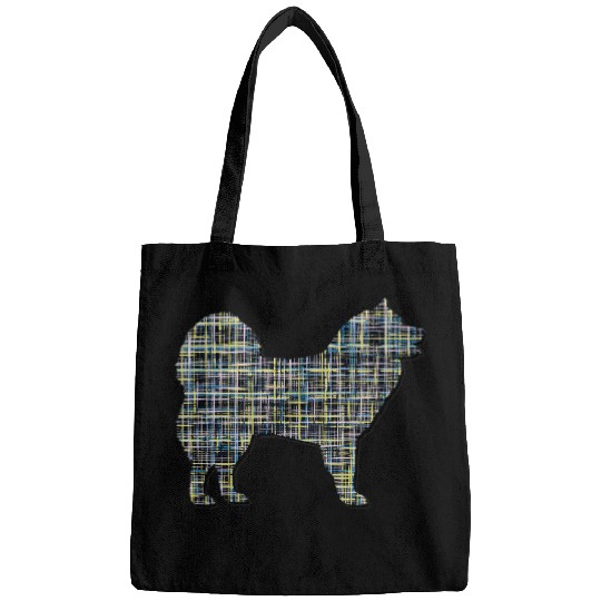 Dog Samoyed Silhouette Abstract Grid Pattern Bags