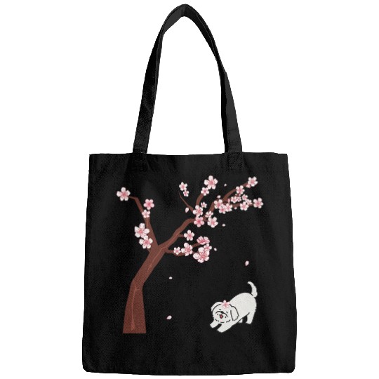 Dog Samoyed Cherry Blossom Cute Kawaii Samoyed Kawaii Japanese Style Bags