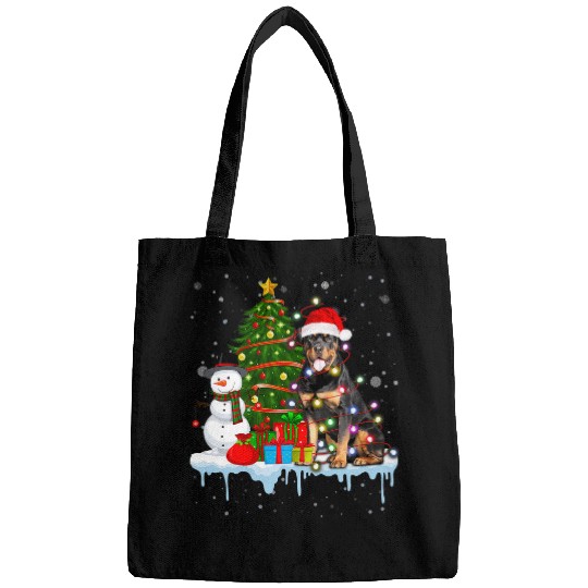 Dog Rottweiler Lover Santa Christmas Light Snowman Christmas Bags