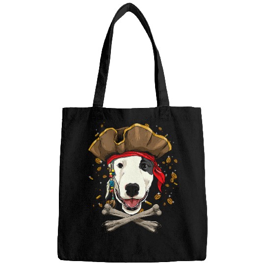 Bull Terrier Dog Pirate Jolly Roger Flag Crossbones Dog Pet Bags