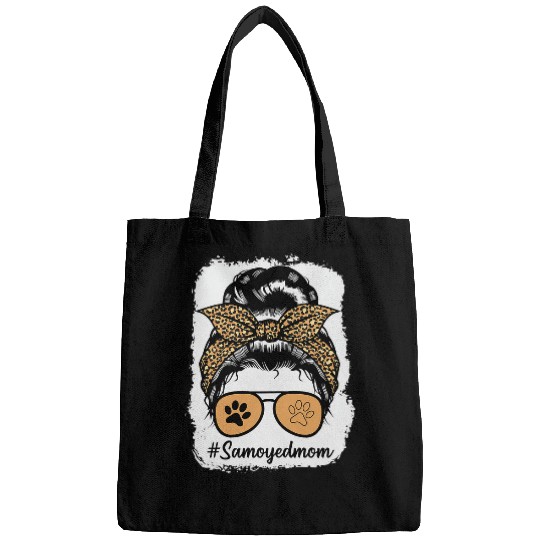 Dog Samoyed Mom Bleached Messy hair bun Leopard Bags