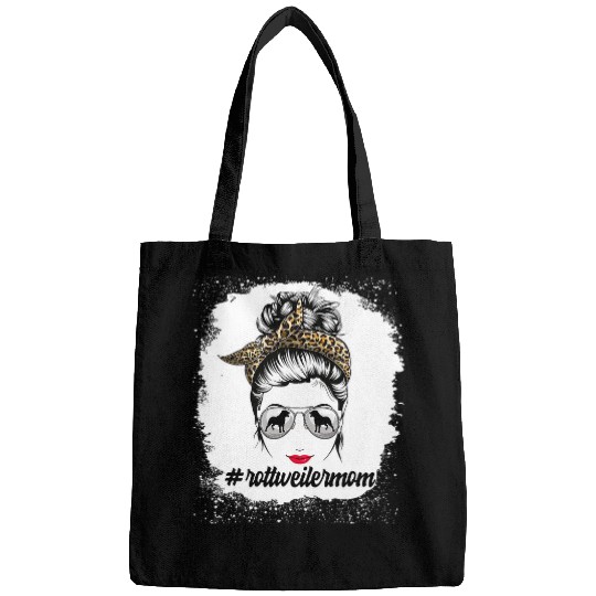 Dog Rottweiler Mom Bleached Messy Bun Leopard Women 3 Bags