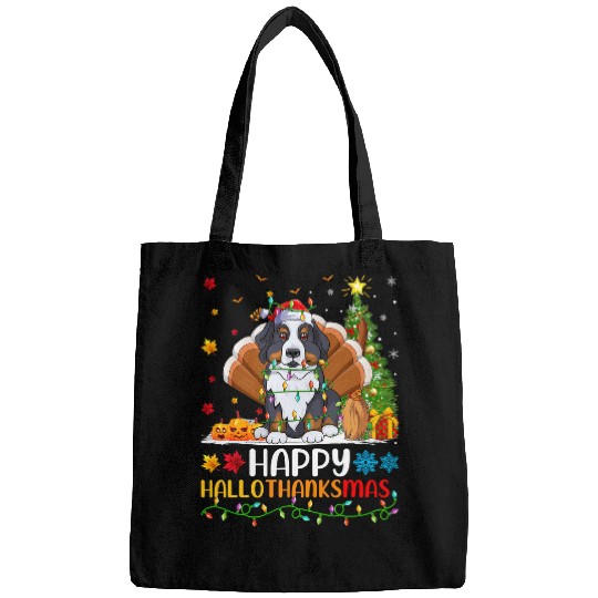 Dog Lover Funny Happy Bernese Mountain Dog HelloThanksMas Bags