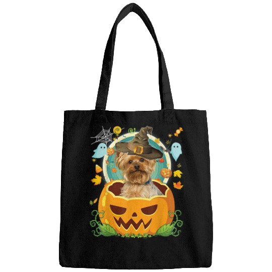 Happy Halloween Pumpkin Yorkie Dog Witch Cute Hat Lover 110 Bags