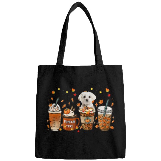 Dog Maltese Fall Coffee Pumpkin Spice Latte Iced Autumn Maltese Bags