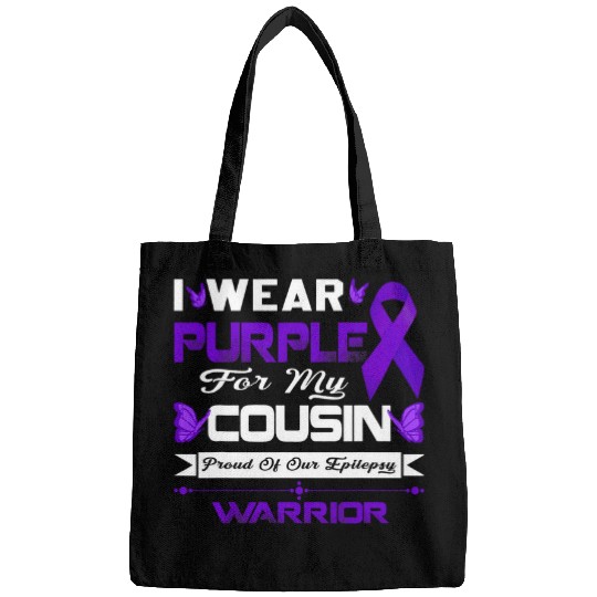 I Wear Purple For My Cousin Proud Of Our Epilepsy Warrior Bags