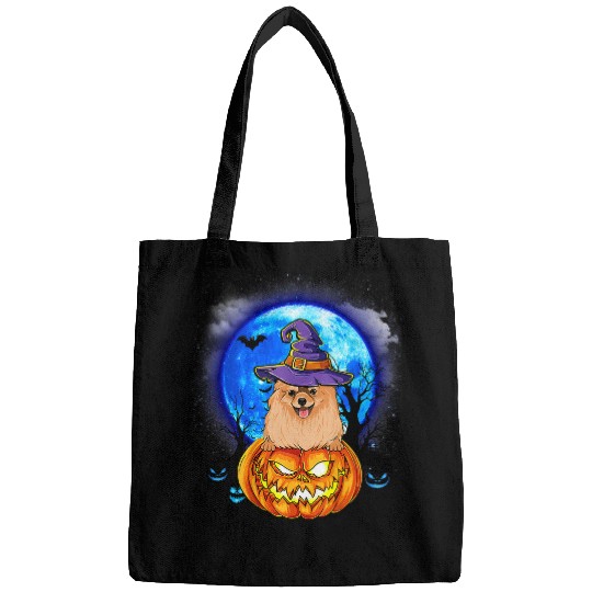 Dog Pomeranian Witch Pumpkin Halloween Dog Lover Funny 156 Bags