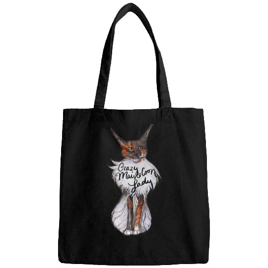 crazys Maine Coon Lady Cat Art Bags