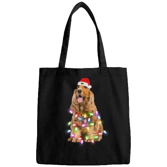 Dog Cocker Spaniel Santa Christmas Tree Lights xmass Boys Dog108 Bags