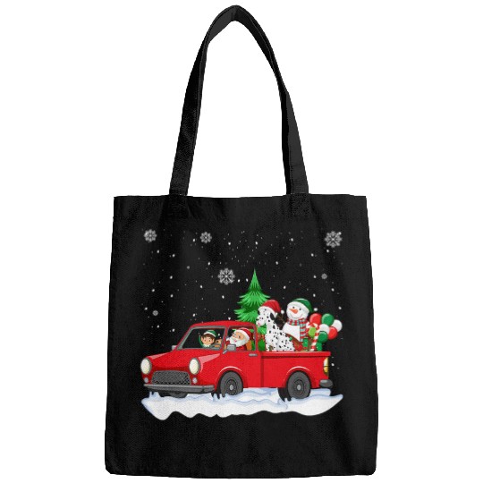 Funny Santa Driving Hot Rod Dalmatian Santa Hat Christmas Bags