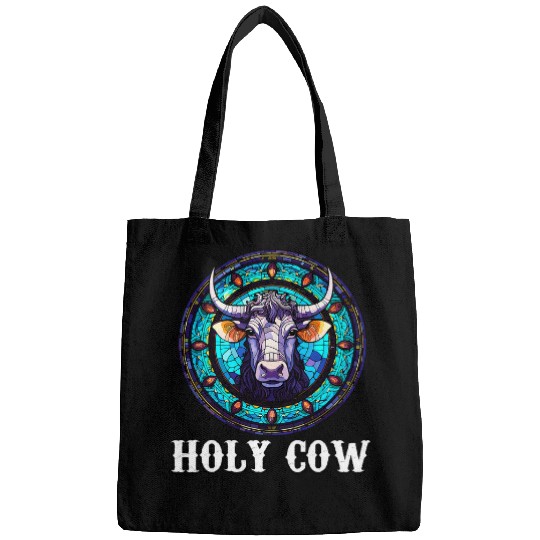 Funny Cow lover with Artisan Style Stained Glass Art Bags