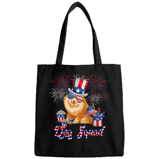 Dog Cute Squad 4th July Pomeranian Sunglasses American Flag Bags