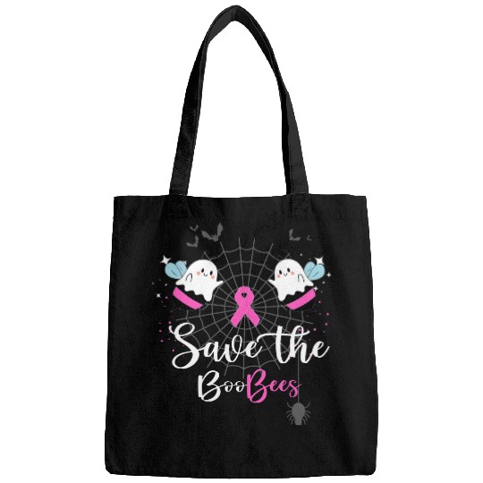 Save the Boo Bees ghosts spider bat pink ribbon black Bags