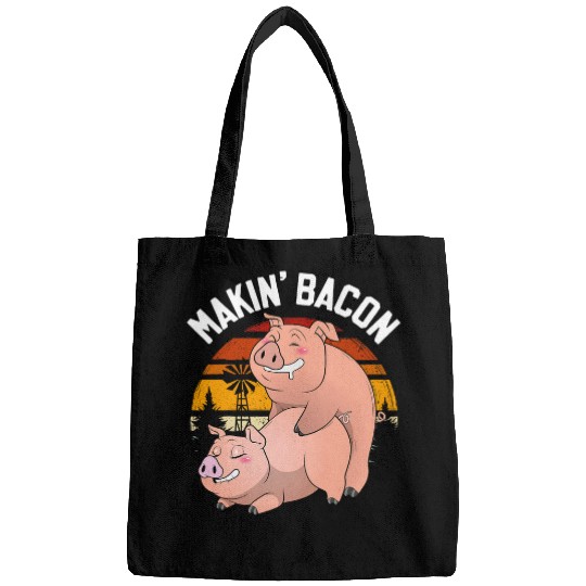Makin Bacon Pork Funny Inappropriate Pig Bacon Joke Adult Bags