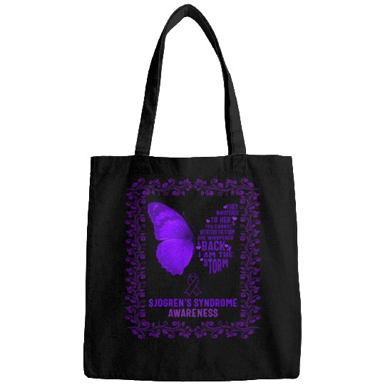 Sjogrens Syndromes Awareness I Am The Storm Butterfly Ribbon Bags