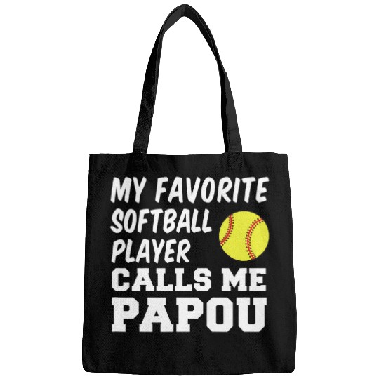 Mens My Favorite Softball Player Calls Me Papou Greek Grandpa Bags