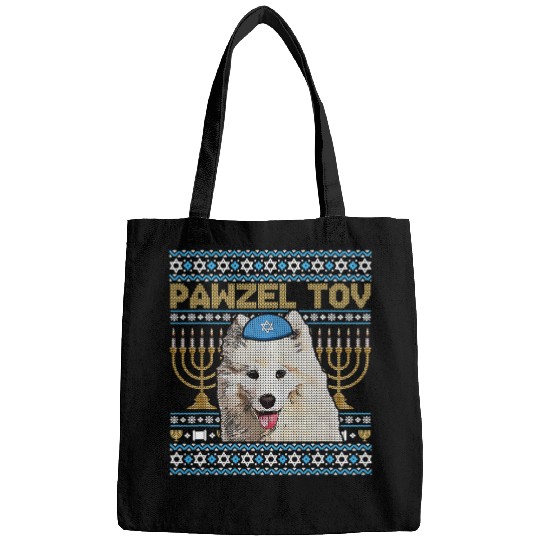 Dog Samoyed Pawzel Tov Jewish Samoyed Dog Funny Hanukkah Bags