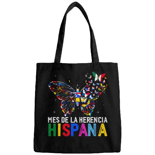 Mes De La Herencia Hispana Butterfly Latinx Countries Flag Bags