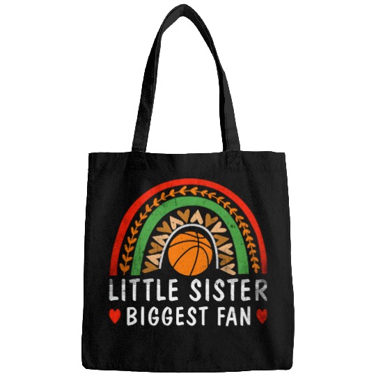 Basketball Little Sister Biggest Fan Funny Basketballer Bags
